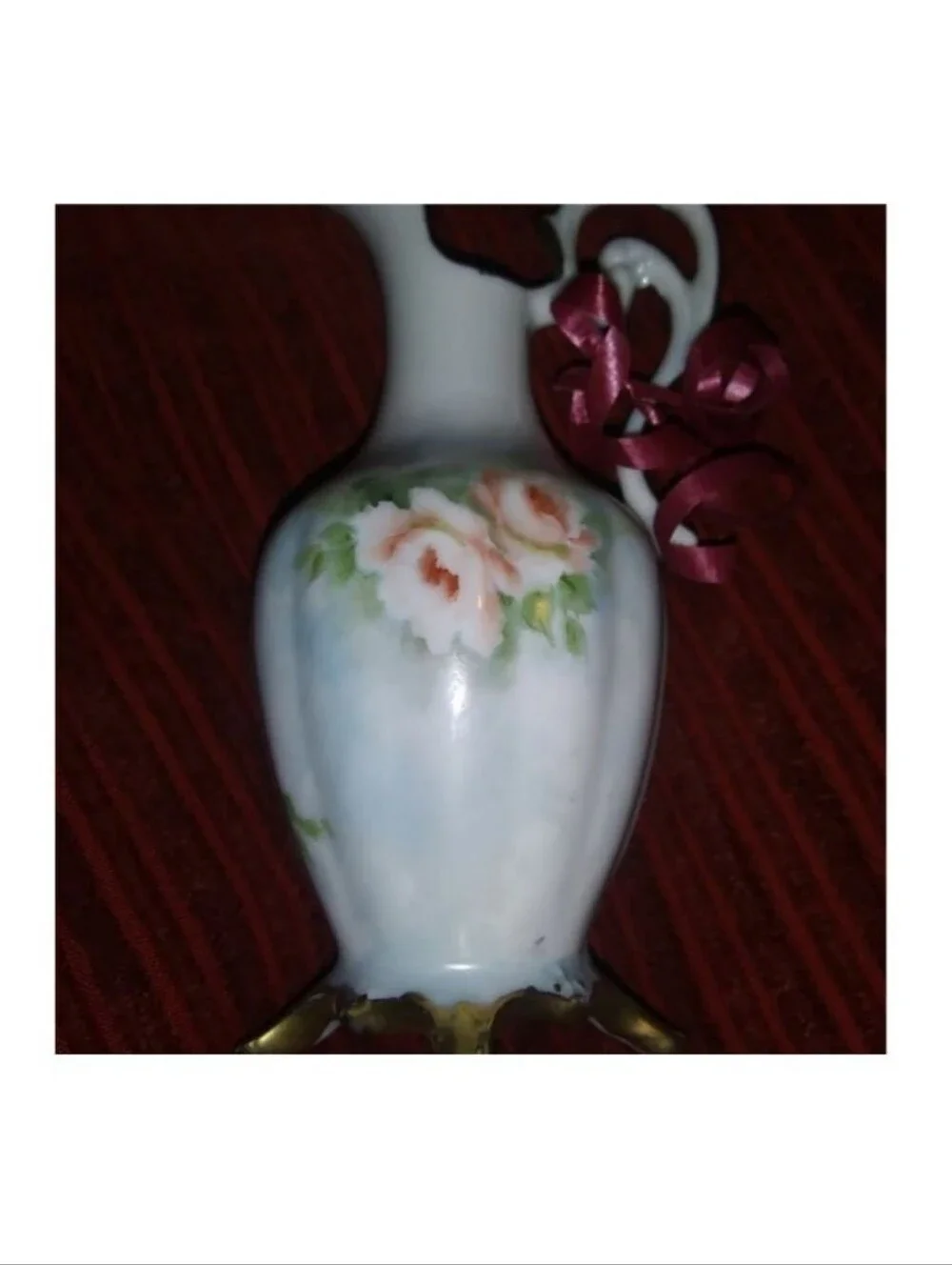 Porcelain Floral Accent Vase in Soft Pink and White
